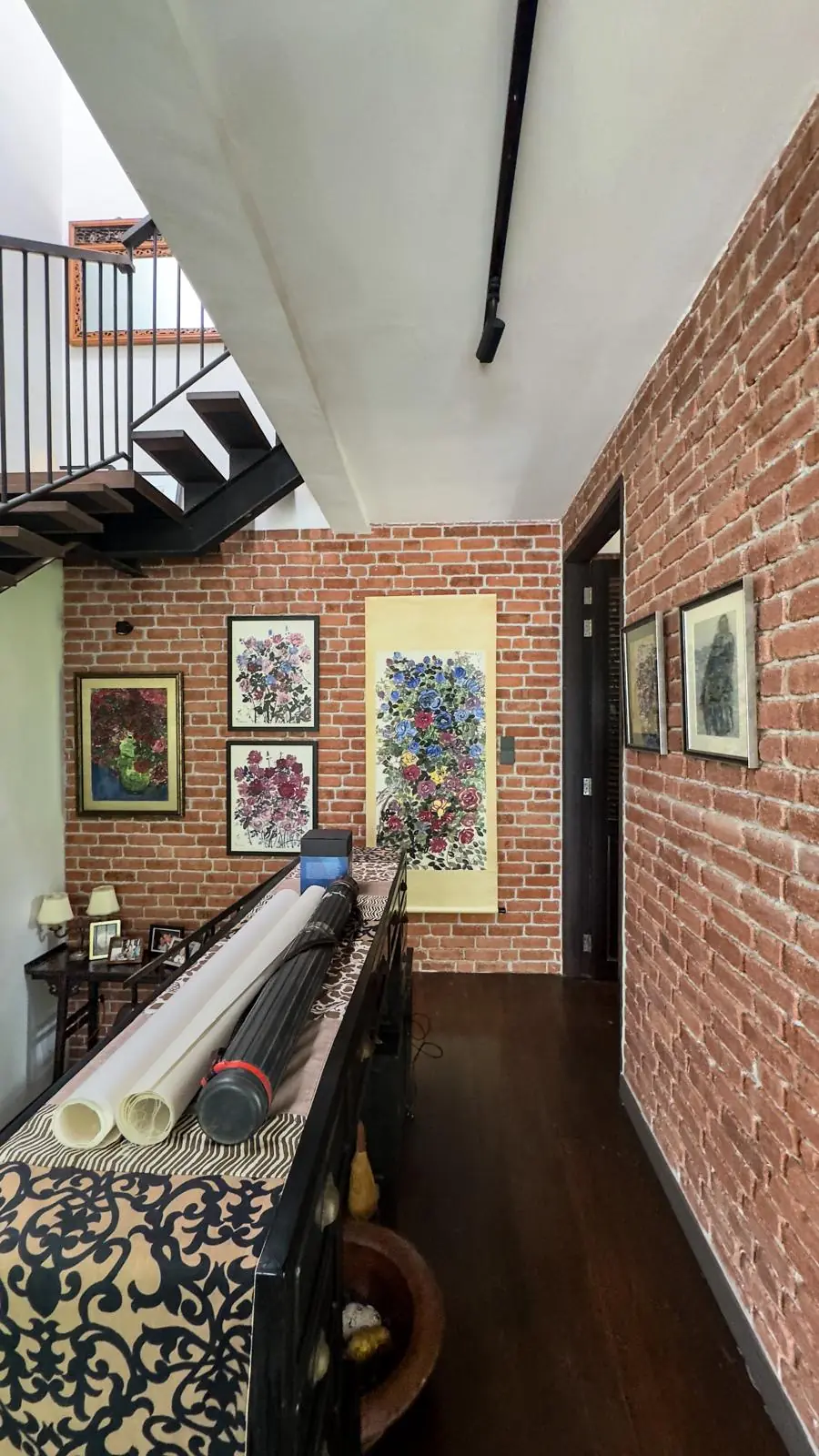 Art-lined interior passage
