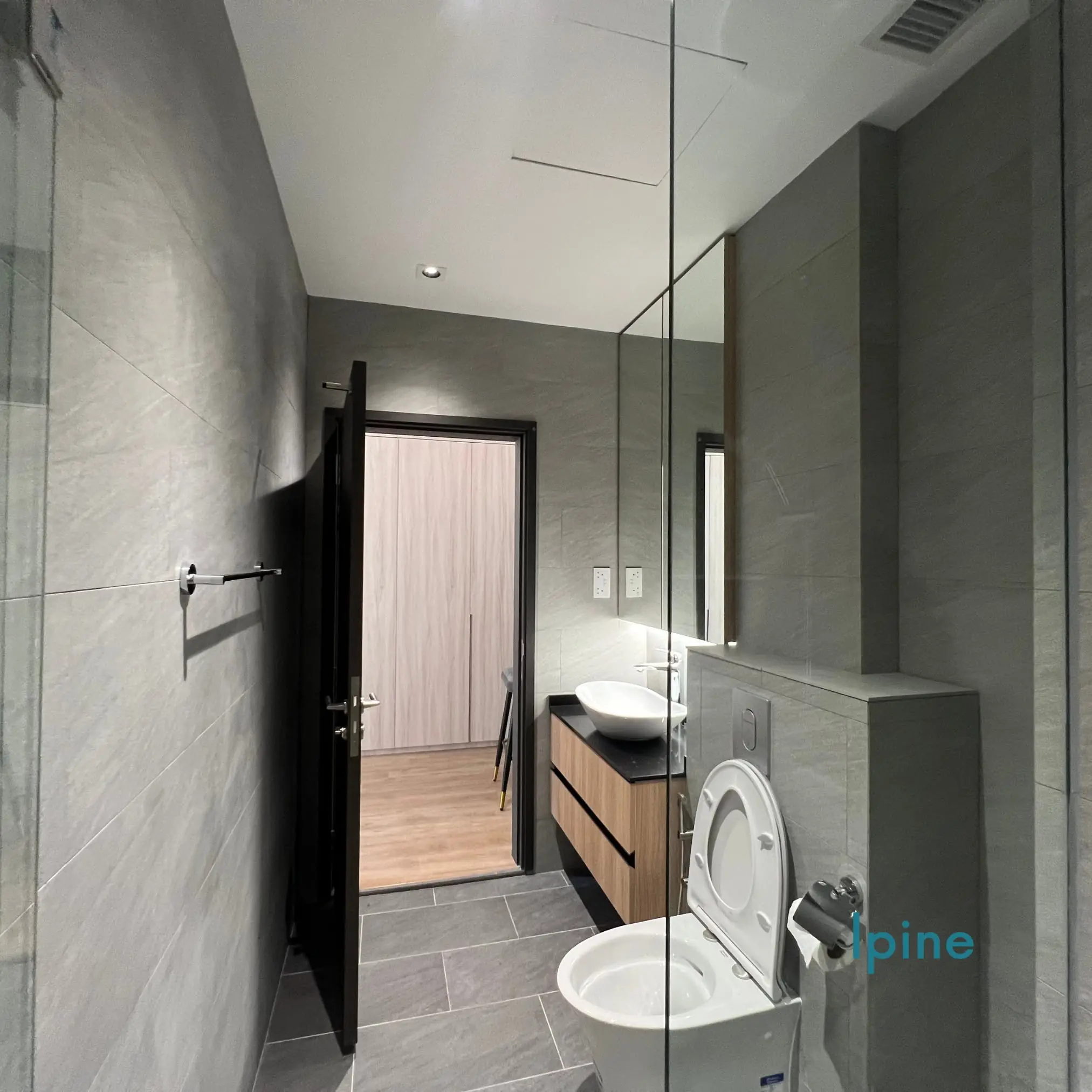 Dark stone bathroom