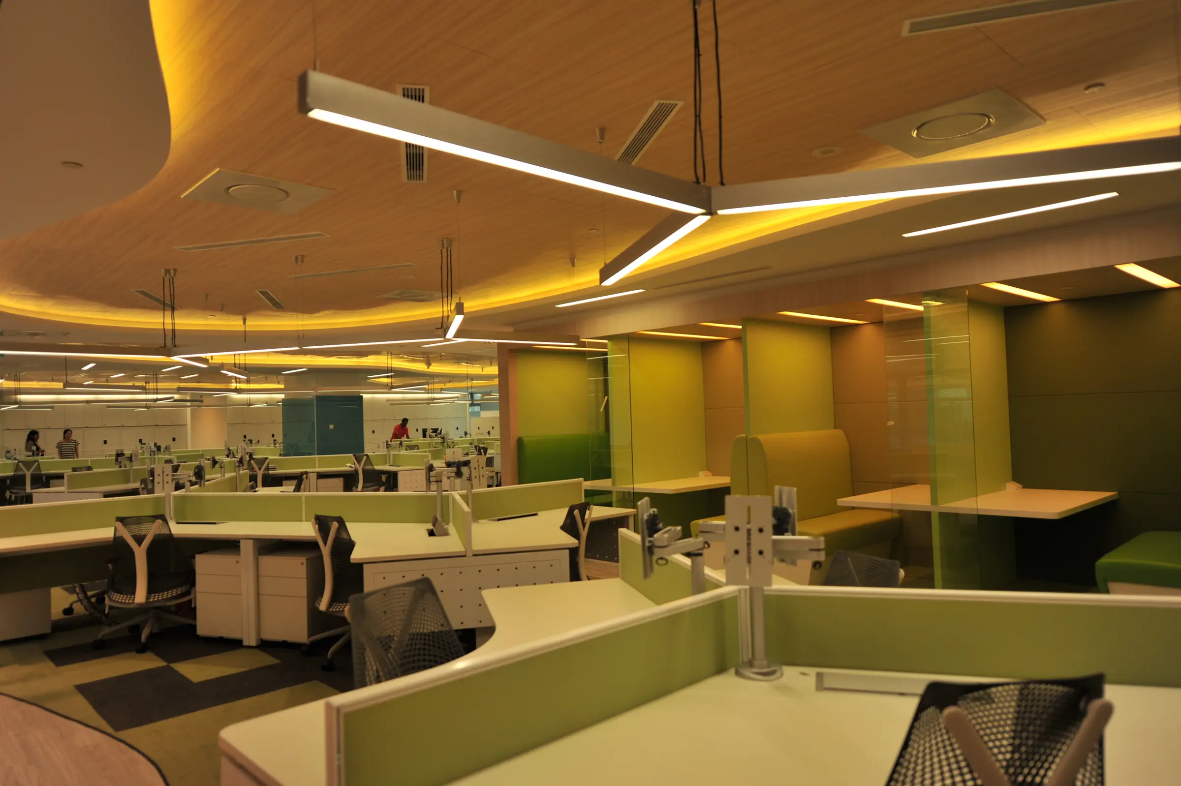 Workstations and suspended lighting